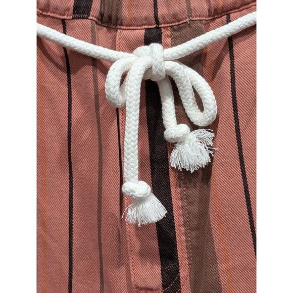 New! Anthropologie Pilcro Cropped PJ Striped Rope Belt Wide Leg Gaucho Jeans, S - Picture 6 of 14